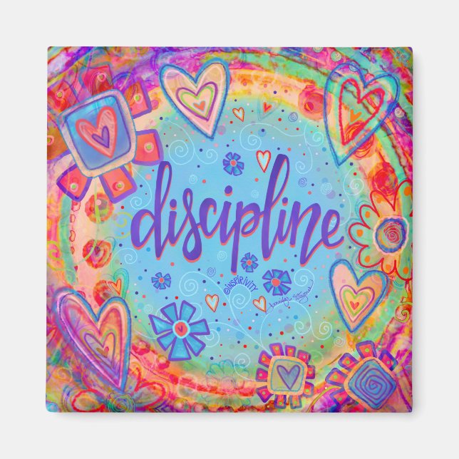 Aimant Discipline Colorful Inspirational Coeurs tendance (Devant)