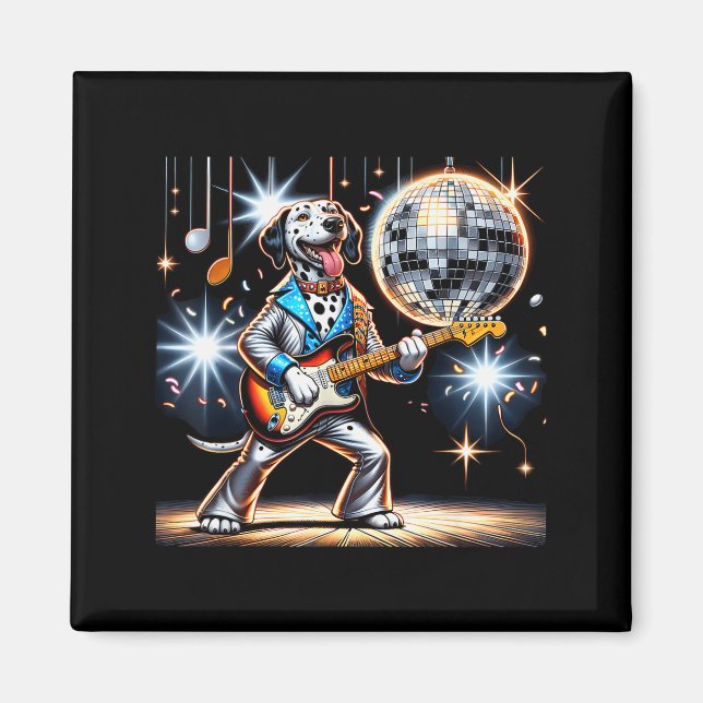 Aimant Disco Ball Guitar Dalmatian Dog Men Women Kids  (Devant)