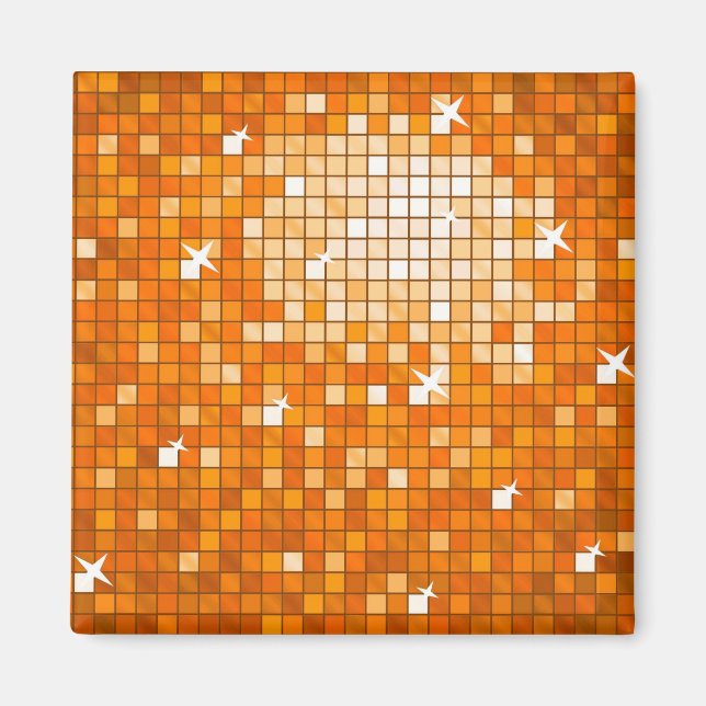 Aimant Disco Carreaux Orange frigo carré (Devant)