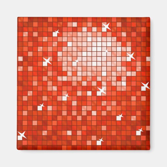 Aimant Disco Carreaux Red frigo carré (Devant)