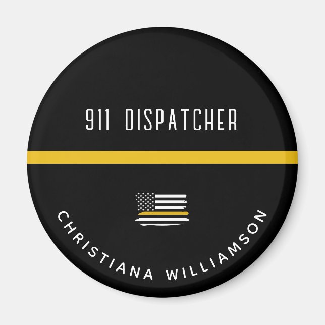 Aimant Dispatcher de ligne d'or mince personnalisée 911 (Devant)