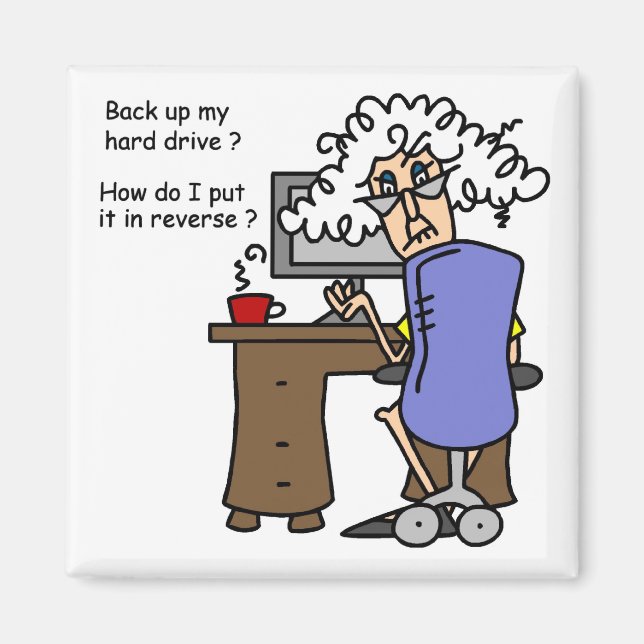 Aimant Disque Dur Sauvegarde Humoristique (Devant)