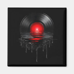 Aimant Disque vinyle qui fond Coucher de soleil vintage g