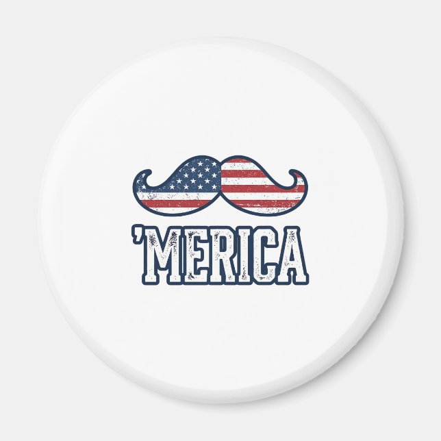 Aimant Distressed America Mustache Patriotic Vector Desig (Devant)