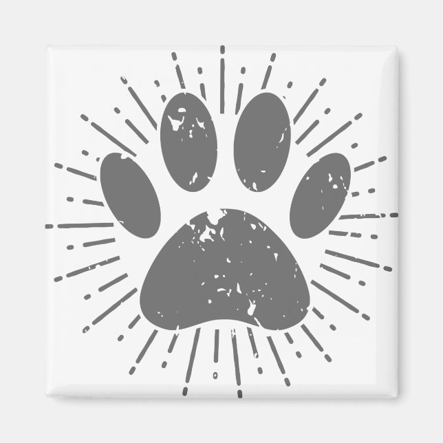 Aimant Distressed Sunbeam Dog Paw Print (Devant)
