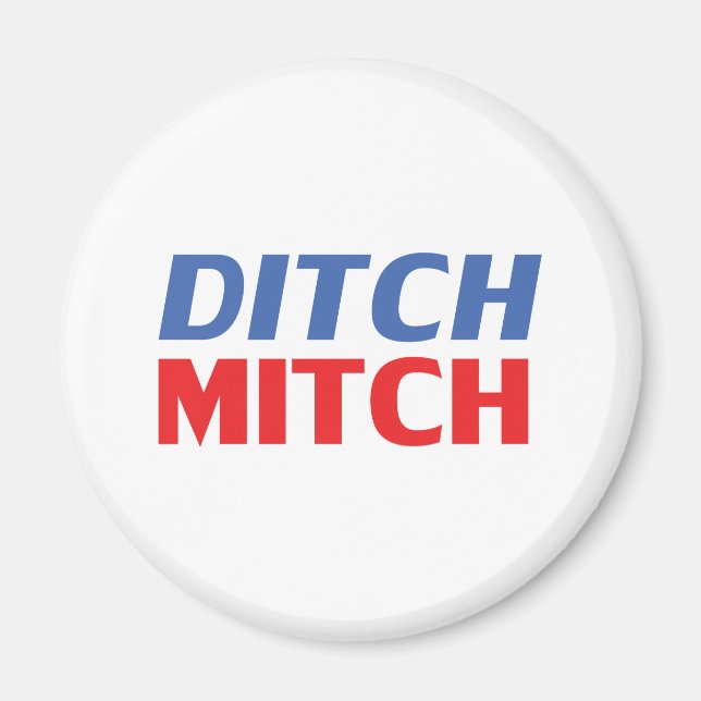 Aimant Ditch Mitch rouge blanc bleu moderne typographie d (Devant)