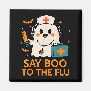 Aimant Dites Boo À L'Infirmière Grippe Halloween Vaccine 