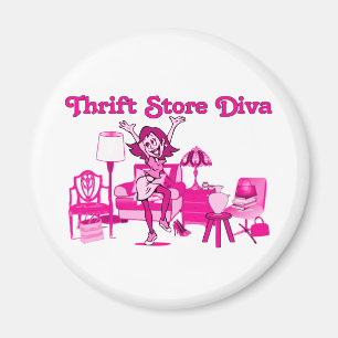 Aimant Diva de magasin d'occasions ronde