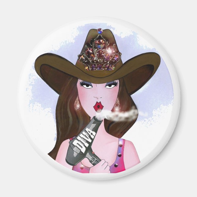 Aimant "Diva of a Cowgirl" Hair Stylist (Devant)