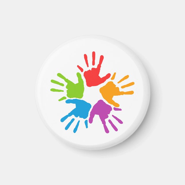 Aimant Diversité multicolore brillante empreintes à la ma (Devant)