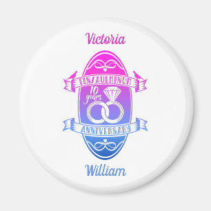 Aimant Dixième 10e anniversaire de mariage TIN ALUMINIUM