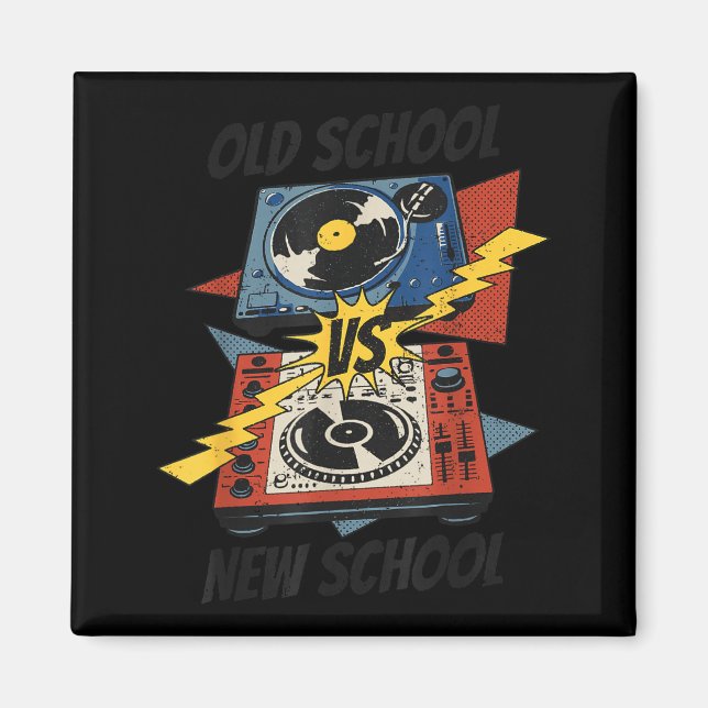 Aimant DJ Ancien vs Nouvelle École Platine Vinyle Compact (Devant)