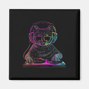 Aimant Dj Cat Edm Techno House Music Amusant Amoureux des