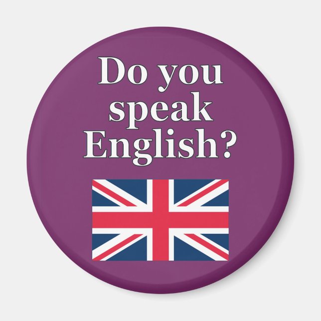 Aimant "Do you speak English ?" en anglais. Flag (Devant)