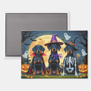 Aimant Doberman Chiens Citrouille Halloween Drôle