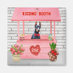 Aimant Doberman Dog Valentine's Day Kissing Booth