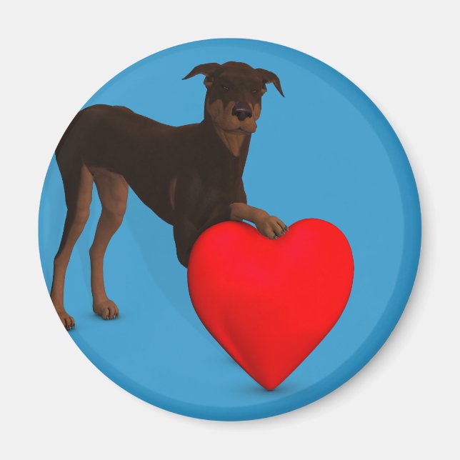 Aimant Doberman Pinscher Avec Coeur (Devant)