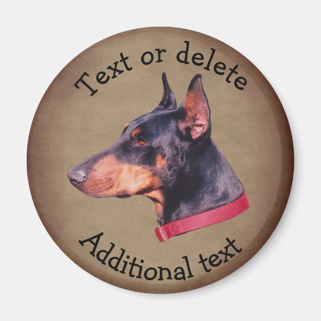 Aimant Doberman Pinscher Chien Personnalisé (Devant)