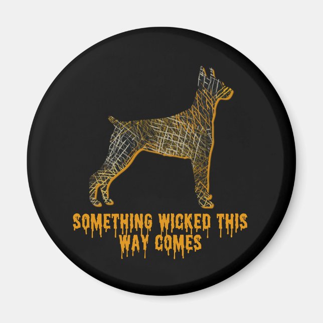 Aimant Doberman Pinscher Chien Silhouette Amusant Hallowe (Devant)