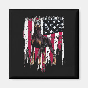 Aimant Doberman Pinscher Drapeau Américain Usa Incroyable