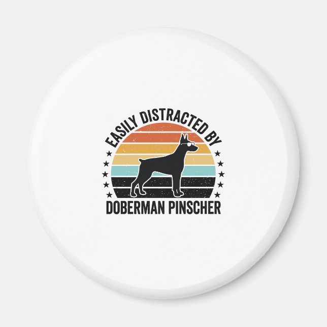Aimant Doberman Pinscher Graphique Vintage Coucher de Sol (Devant)