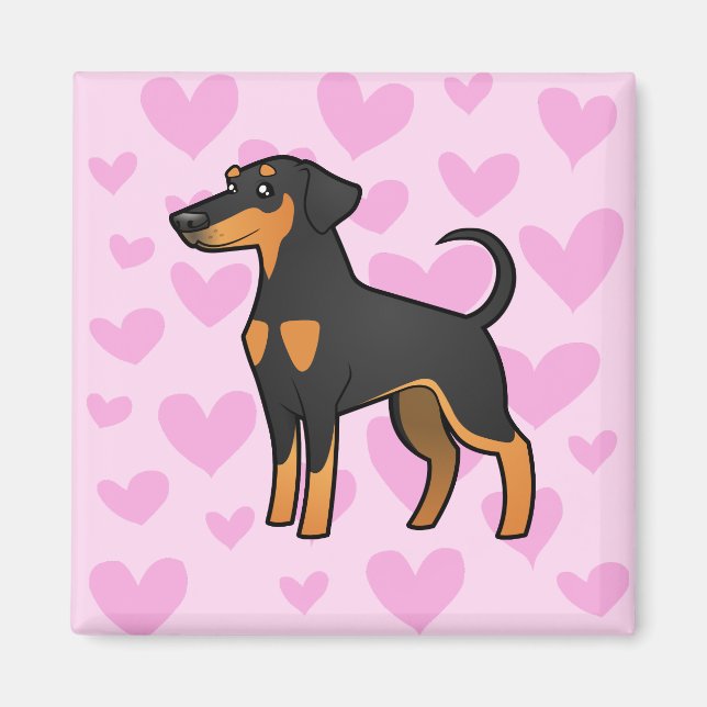 Aimant Doberman Pinscher Love (oreilles de disquette) (Devant)