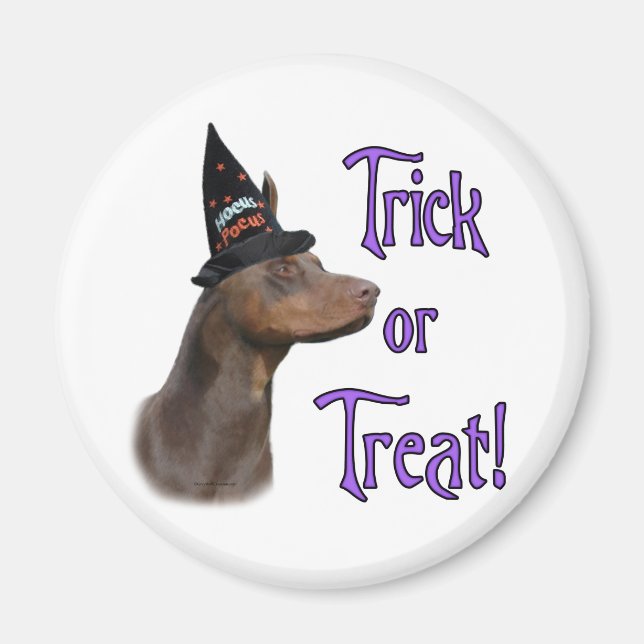 Aimant Doberman Pinscher (rouge) Trick (Devant)
