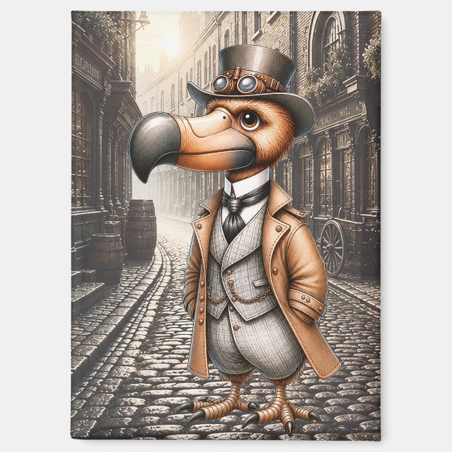 Aimant Dodo Steampunk victorien dans une ruelle de Londre (Recto)