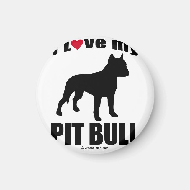 AIMANT "DOG BREED" - PIT BULL - "J'AIME MA PIT BULL" (Devant)