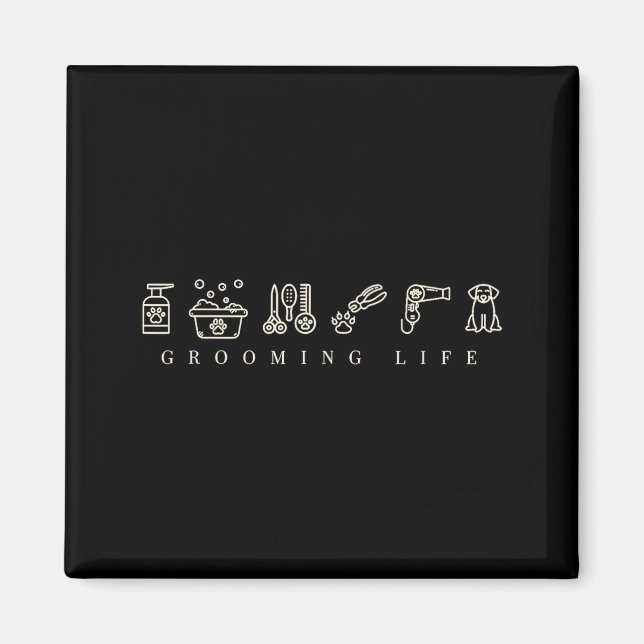 Aimant Dog Grooming Dog Groomer Life Work Pet Groomer Ico (Devant)