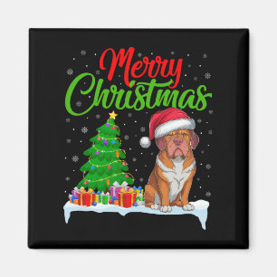 Aimant Dogue De Bordeaux Chien Feux de Noël Joyeux Noël D