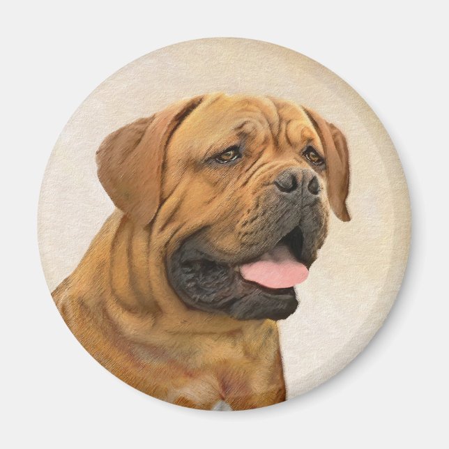 Aimant Dogue de Bordeaux Peinture - Cute Original Chien A (Devant)