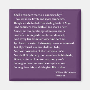 Aimant Dois-je te comparer à un jour d'été ? sonnet 18