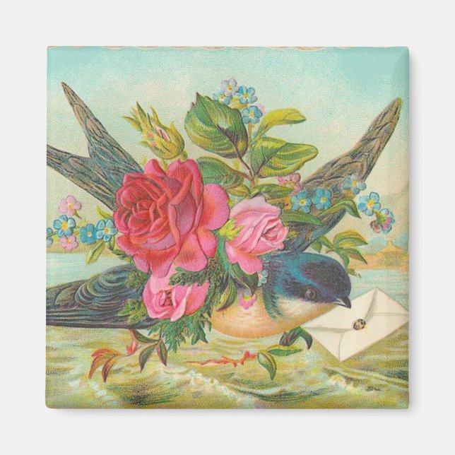 Aimant d'oiseau bleu vintage (Devant)