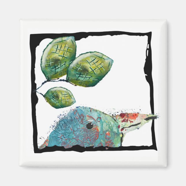 Aimant d'oiseaux et de feuilles (Devant)