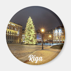 Aimant Dôme Carré avec sapin de Noël à Riga