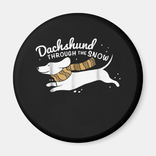Aimant Don de chien | Dachshund À Travers La Neige (Devant)