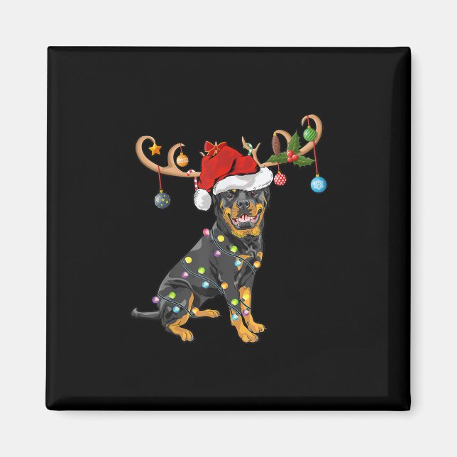 Aimant Don Rottweiler Xmas Santas Reindeer Rottweiler (Devant)