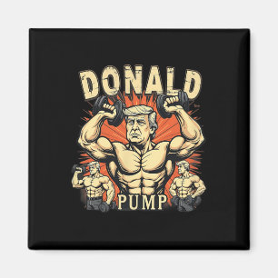 Aimant Donald Pump Trump Bodybuilding Drôle Rétro Gym Mem