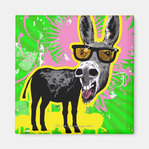 Aimant Donkey portant des lunettes de soleil