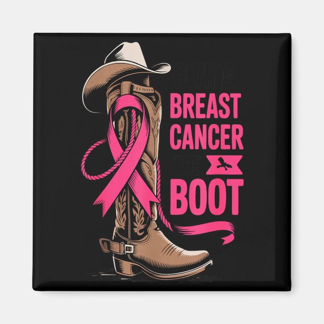 Aimant Donner le cancer du sein la botte conception cowbo (Devant)