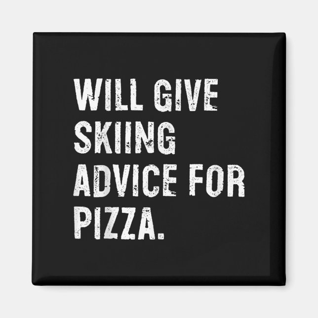 Aimant Donnera des conseils de ski pour pizza Drôle de co (Devant)