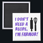 Aimant Don't Need A Recipe Farmor Swedish Grandma<br><div class="desc">I Don't Need A Recipe I'm Farmor Swedish Grandma cute design. A great design for a Swedish grandmother (father's mother). Everyone knows that a Swedish grandma (paternal) doesn't need to use a recipe! Great for a Swedish woman who loves to cook and loves her grandchildren!</div>