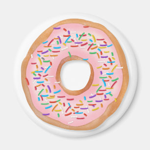 Aimant Donut Pink Frosting Sprinkles Cute  