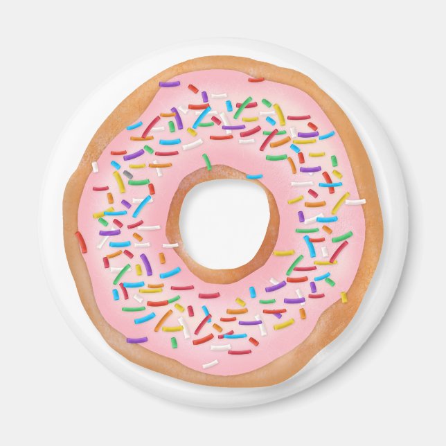 Aimant Donut Pink Frosting Sprinkles Cute | (Devant)