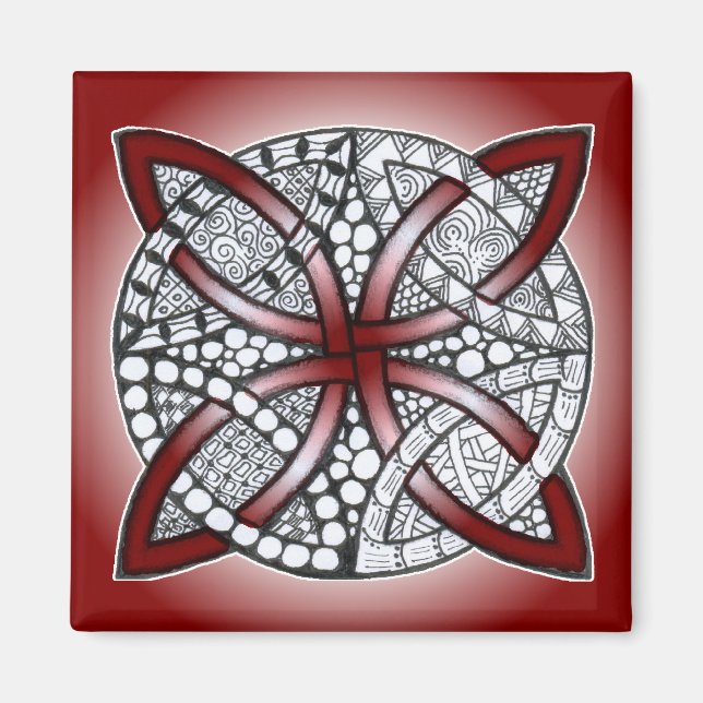 Aimant Doodle de noeud celtique Maroon rouge (Devant)