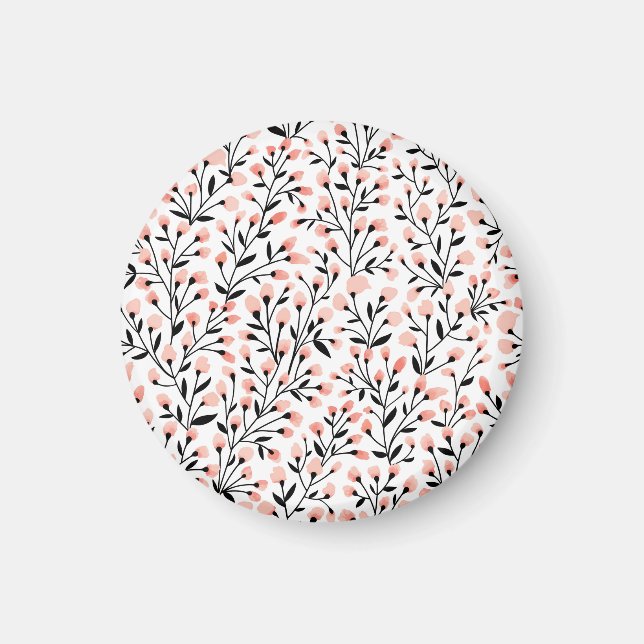 Aimant Doodle Flowers : Coral Floral sans joint. (Devant)