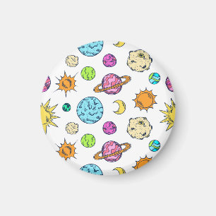 Aimant Doodles spatiaux Arrière - plan cosmique