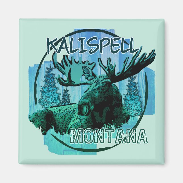 Aimant d'orignal rustique Kalispell Montana (Devant)