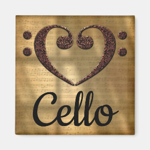 Aimant Double Basse Clef Heart Cello